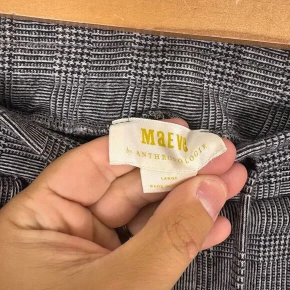 Maeve by Anthropologie Black Plaid with Sparkle Striped Side Pants Size Large - Picture 7 of 12